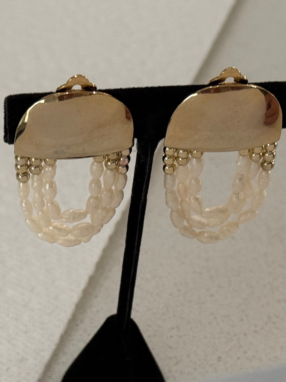 White Pearl Freshwater Pearl Multi-Strand Drop Earrings